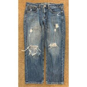 American Eagle Jeans Womens 6 Mid Rise Distressed Cropped Ankle Whiskered Denim